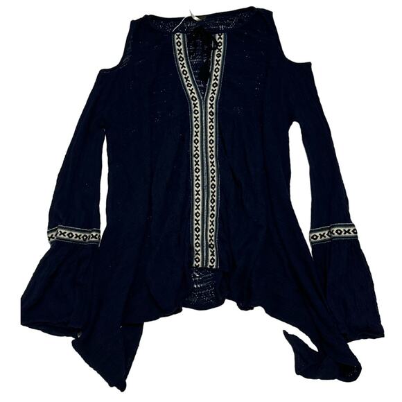 Free People Love Flowers Tunic Dress Small Asymmetrical Boho Lagenlook Crochet - Picture 4 of 15